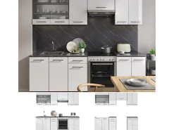 Mueble de cocina blanco brillo/antracita 240x60x81.6 fame-line