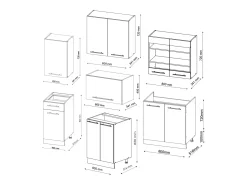 Mueble de cocina blanco brillo/antracita 240x60x81.6 fame-line