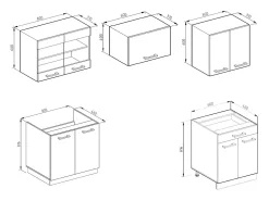 Mueble de cocina blanco brillo/antracita 200x60x81.6 r-line