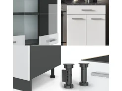 Mueble de cocina blanco brillo/antracita 200x60x81.6 r-line