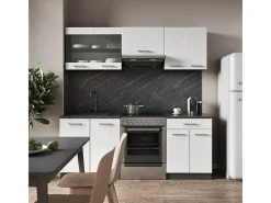 Mueble de cocina blanco brillo/antracita 200x60x81.6 r-line