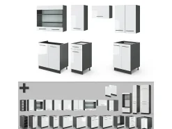 Mueble de cocina blanco brillo/antracita 240x46x81.6 fame-line