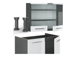 Mueble de cocina blanco brillo/antracita 240x46x81.6 fame-line