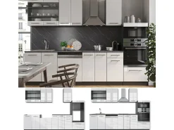 Mueble de cocina blanco brillo/antracita 300x46x81.6 fame-line