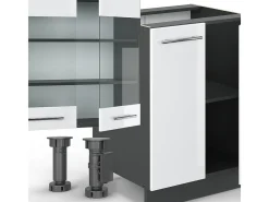 Mueble de cocina blanco brillo/antracita 300x46x81.6 fame-line