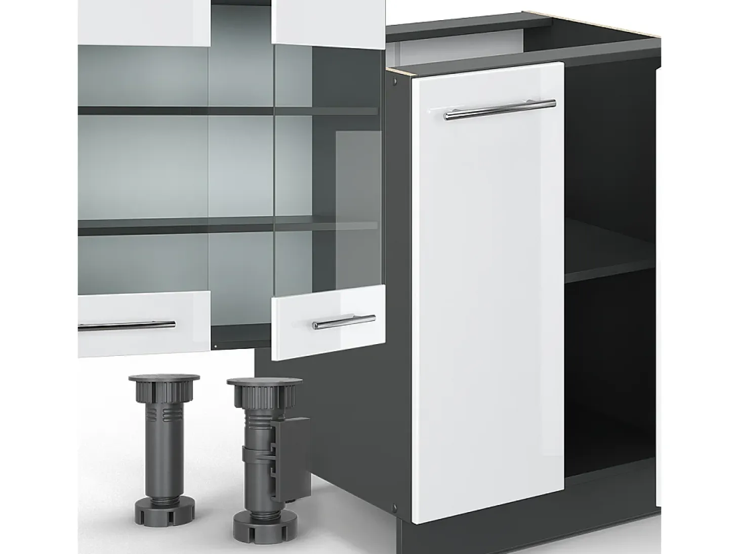 Mueble de cocina blanco brillo/antracita 300x46x81.6 fame-line