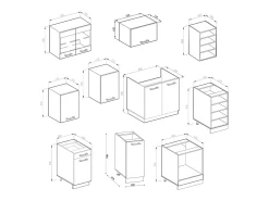 Mueble de cocina blanco brillo/antracita 240x60x81.6 r-line