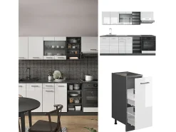 Mueble de cocina blanco brillo/antracita 240x60x81.6 r-line
