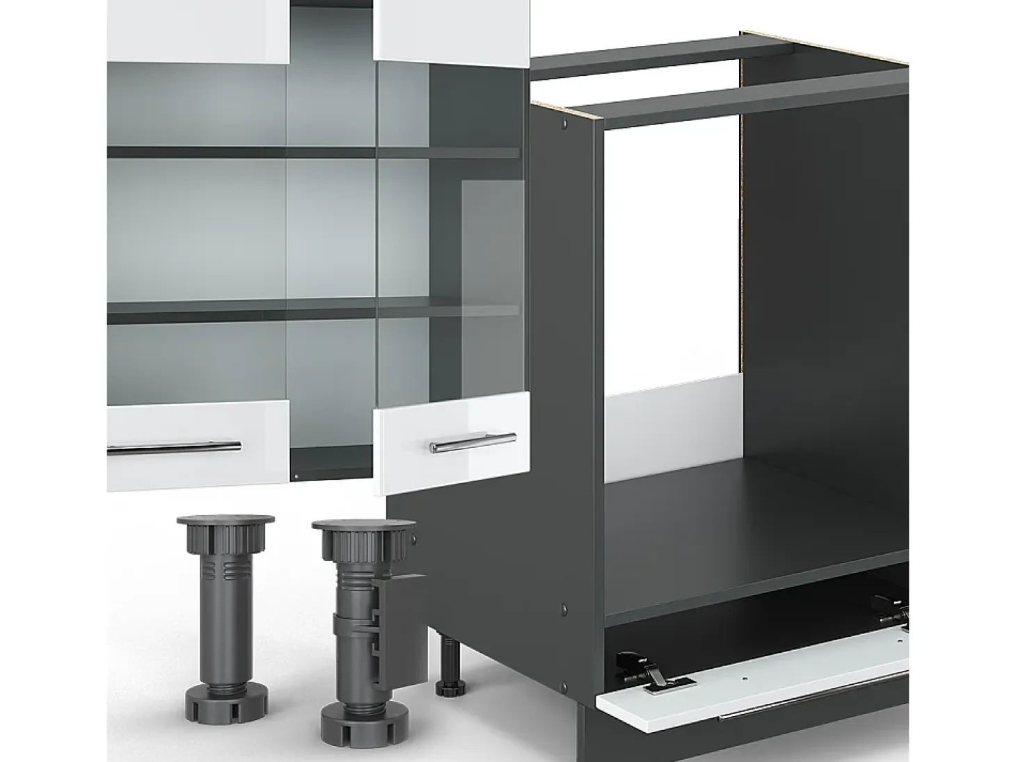 Mueble de cocina blanco brillo/antracita 300x60x81.6 fame-line