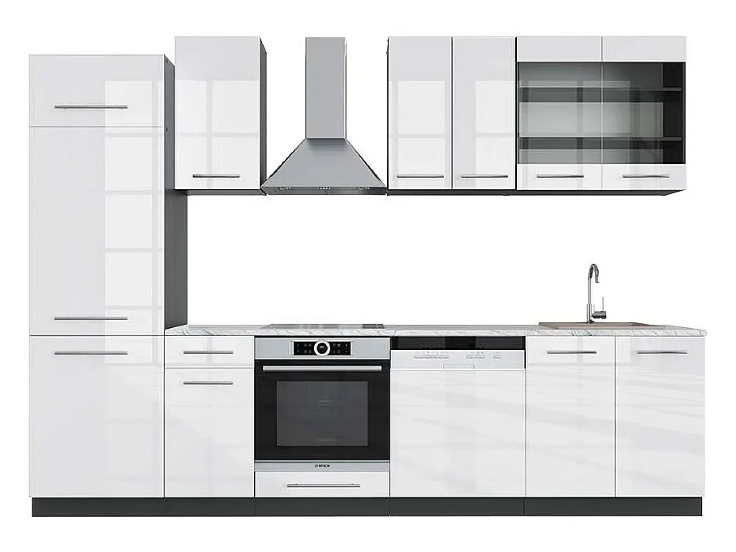 Mueble de cocina blanco brillo/antracita 300x60x81.6 fame-line