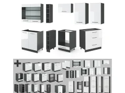 Mueble de cocina blanco brillo/antracita 235x60x81.6 fame-line