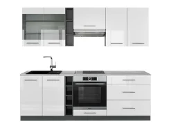 Mueble de cocina blanco brillo/antracita 235x60x81.6 fame-line