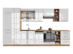 Mueble de cocina blanco brillo intenso/roble dorado 355x60x81.6 fame-line