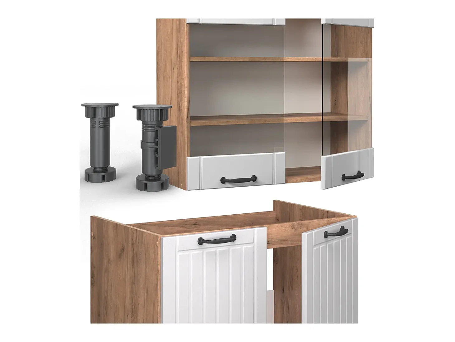 Mueble de cocina blanco casa de campo 235x46x81.6 fame-line