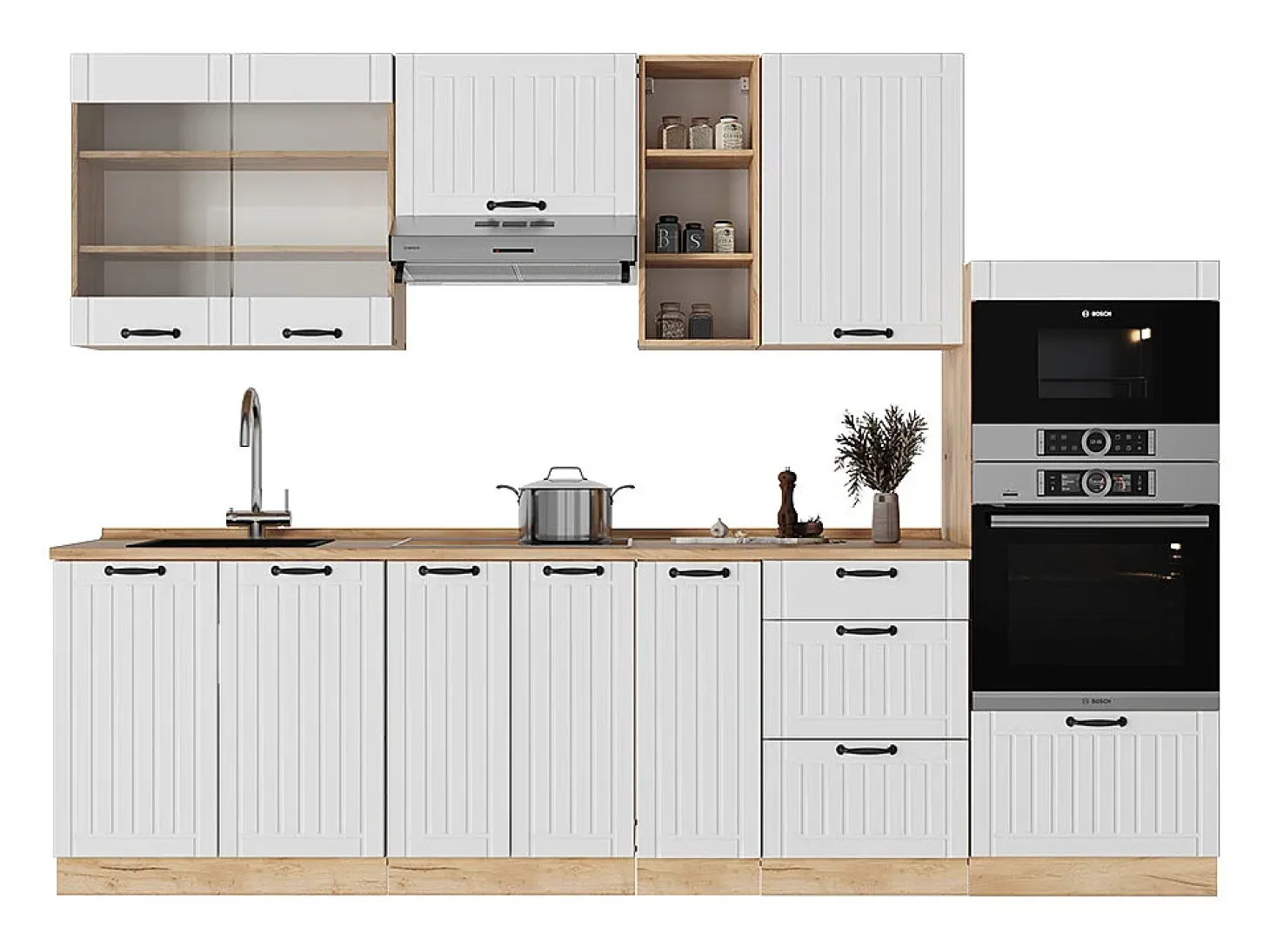 Mueble de cocina blanco casa de campo 280x46x81.6 fame-line