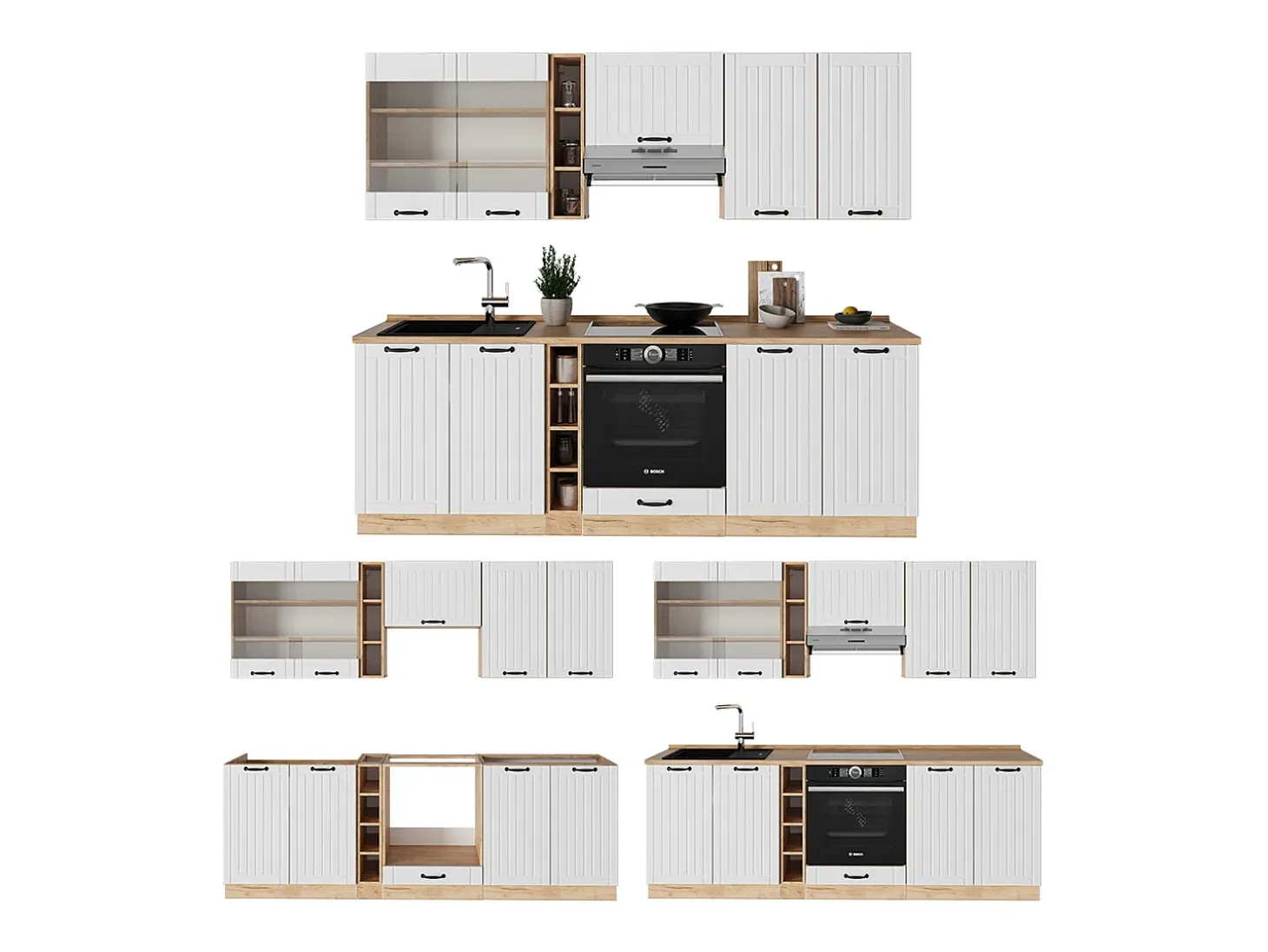 Mueble de cocina blanco casa de campo 235x60x81.6 fame-line