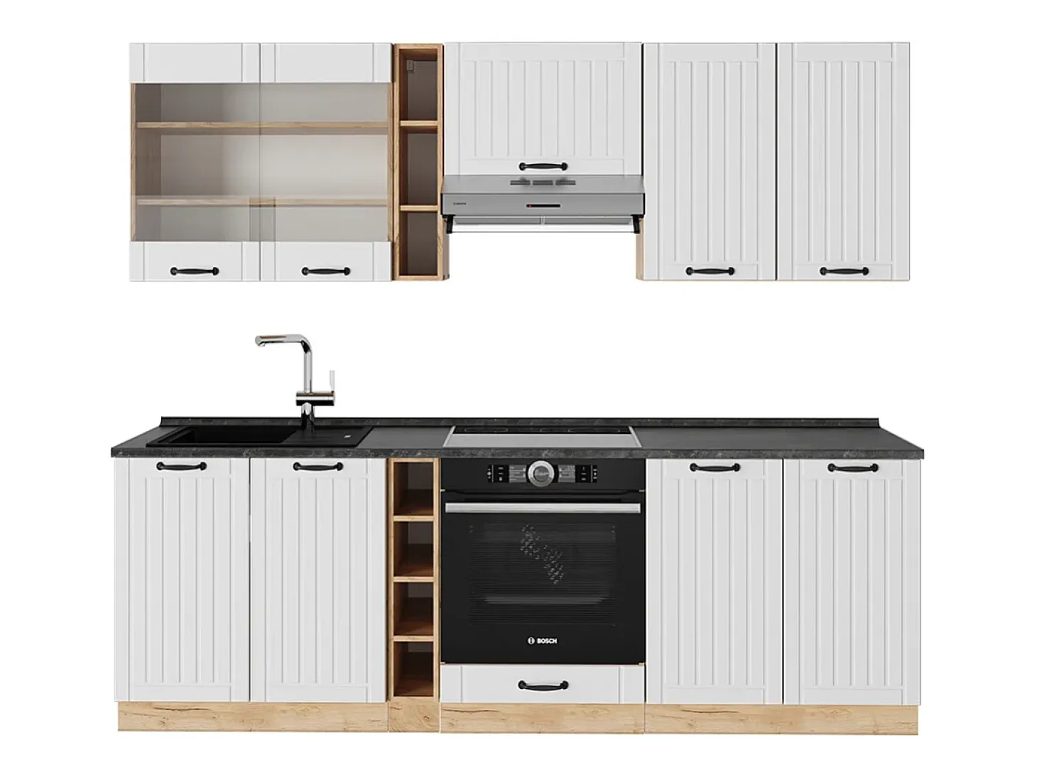 Mueble de cocina blanco casa de campo 235x60x81.6 fame-line