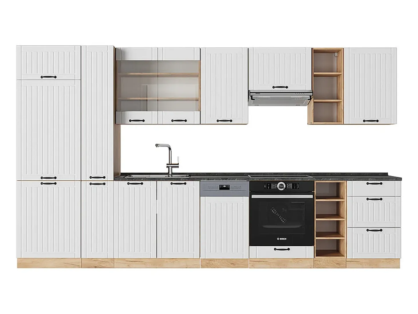 Mueble de cocina blanco casa de campo 355x60x81.6 fame-line