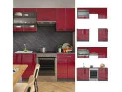 Mueble de cocina burdeos brillo intenso/antracita 200x46x81.6 fame-line