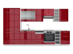 Mueble de cocina burdeos brillo intenso/blanco 355x60x81.6 fame-line