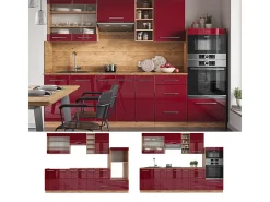 Mueble de cocina burdeos brillo intenso/roble dorado 280x46x81.6 fame-line