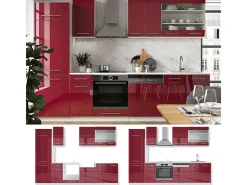 Mueble de cocina burdeos brillo intenso/blanco 300x46x81.6 fame-line