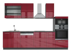 Mueble de cocina burdeos brillo intenso/antracita 300x46x81.6 fame-line