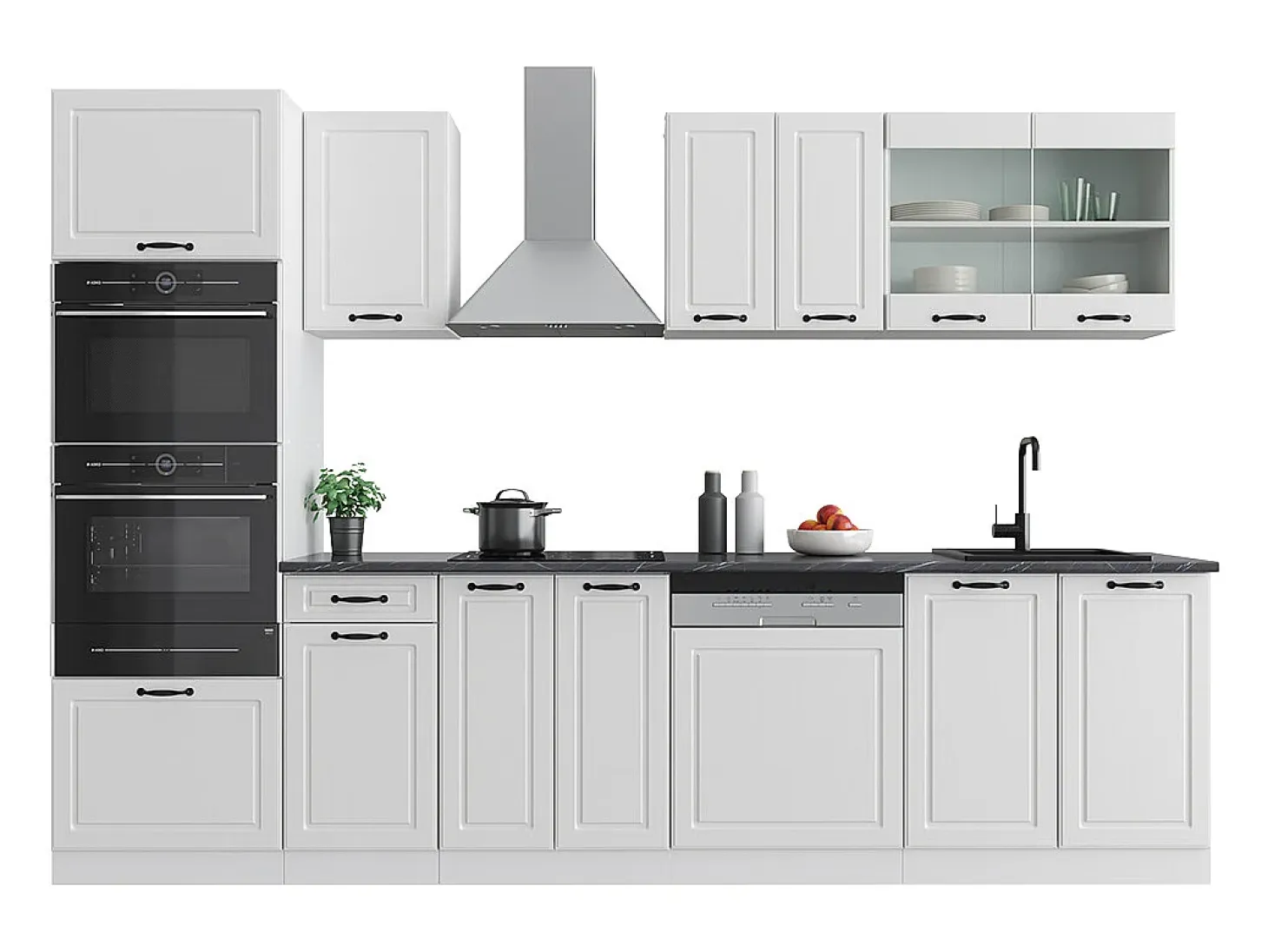 Mueble de cocina casa de campo blanca/blanca 300x46x81.6 r-line