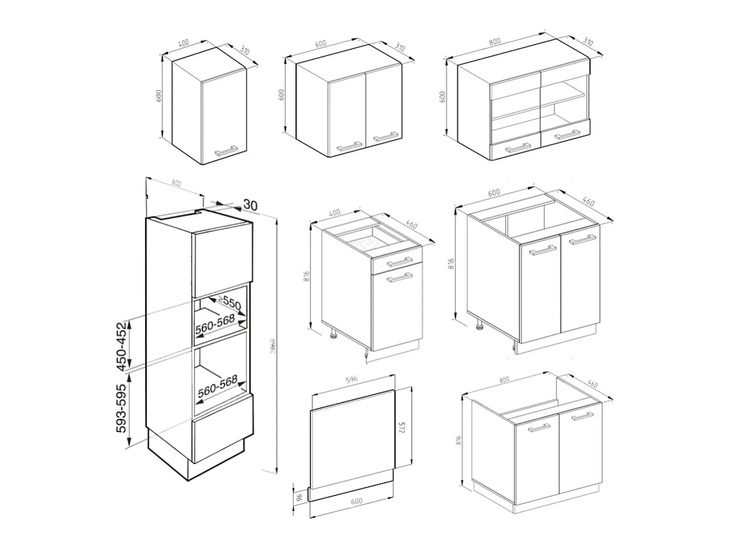 Mueble de cocina casa de campo blanca/blanca 300x46x81.6 r-line