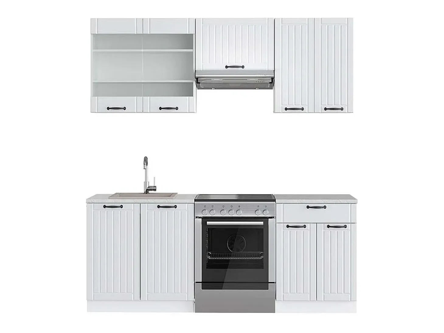 Mueble de cocina casa de campo blanca/blanca 200x60x81.6 fame-line