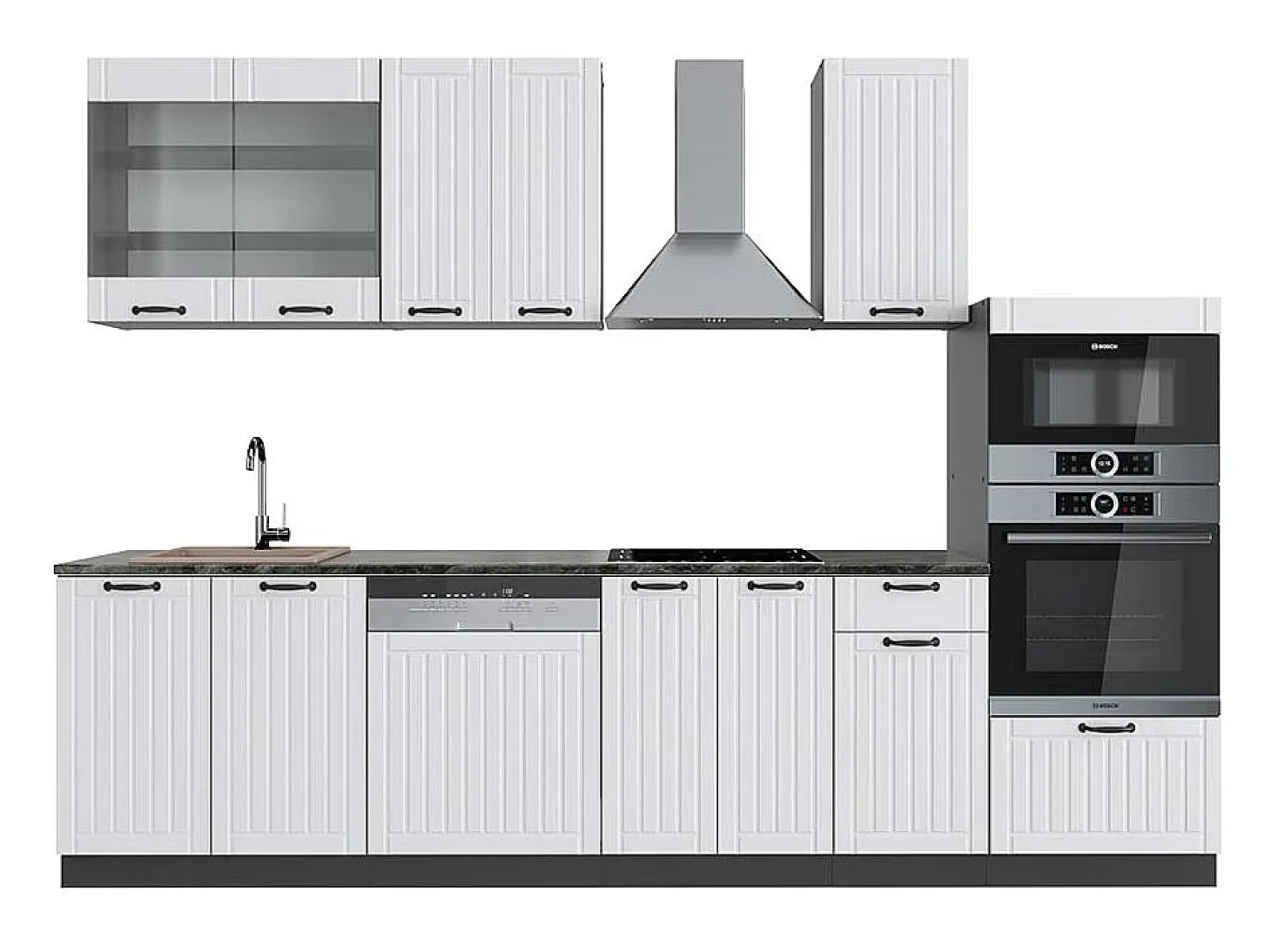 Mueble de cocina casa de campo blanca/antracita 300x60x81.6 fame-line