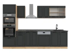 Mueble de cocina casa de campo antracita/roble dorado 300x60x81.6 r-line