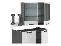 Mueble de cocina casa de campo blanca/antracita 240x60x81.6 fame-line