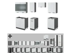 Mueble de cocina casa de campo blanca/antracita 240x46x81.6 fame-line