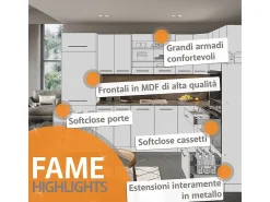 Mueble de cocina casa de campo blanca/blanca 235x46x81.6 fame-line