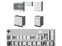 Mueble de cocina casa de campo blanca/antracita 200x46x81.6 fame-line