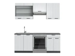 Mueble de cocina casa de campo blanca/antracita 200x46x81.6 fame-line