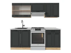 Mueble de cocina casa de campo antracita/roble dorado 200x60x81.6 r-line