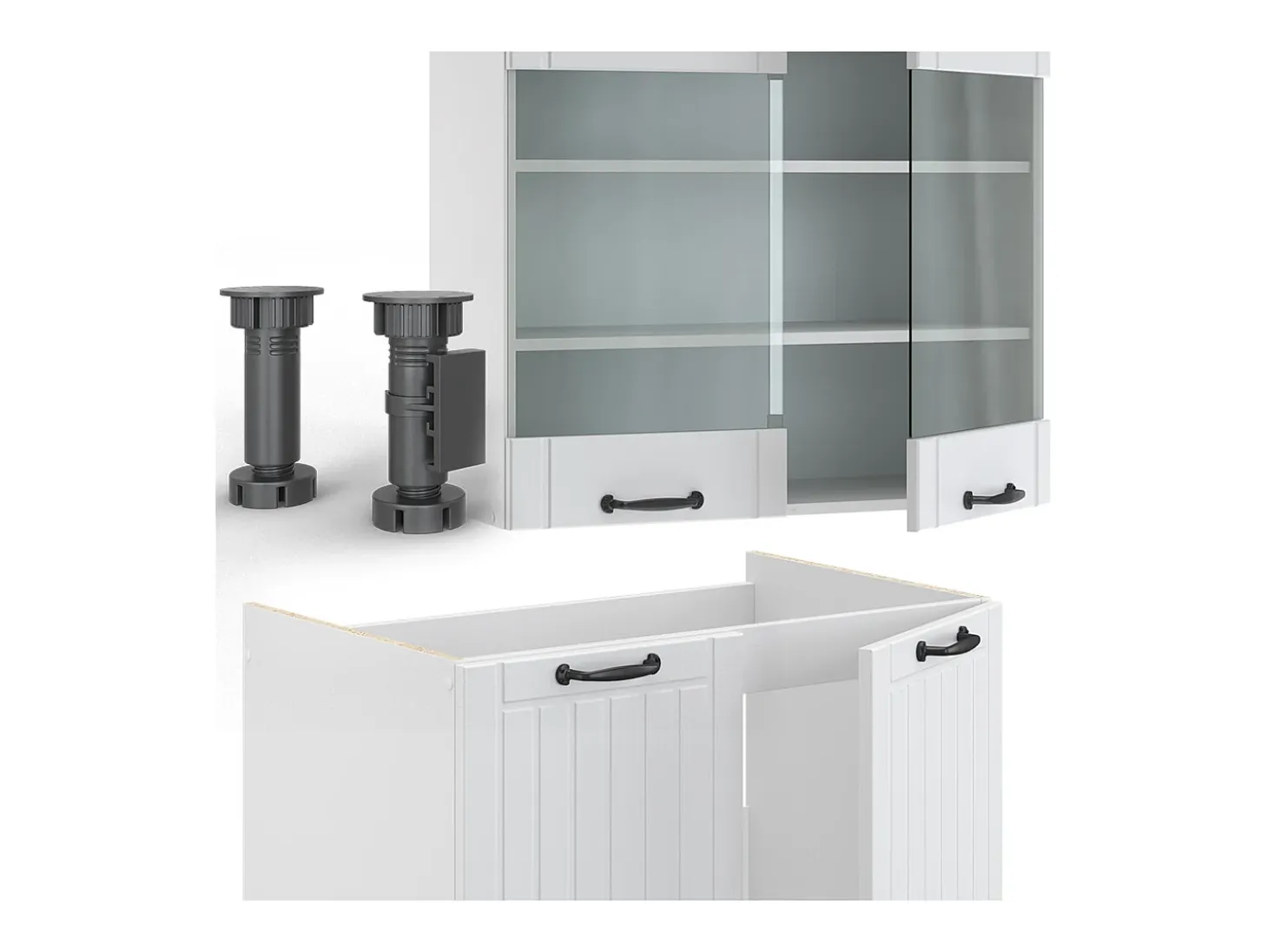 Mueble de cocina casa de campo blanca/blanca 240x46x81.6 fame-line