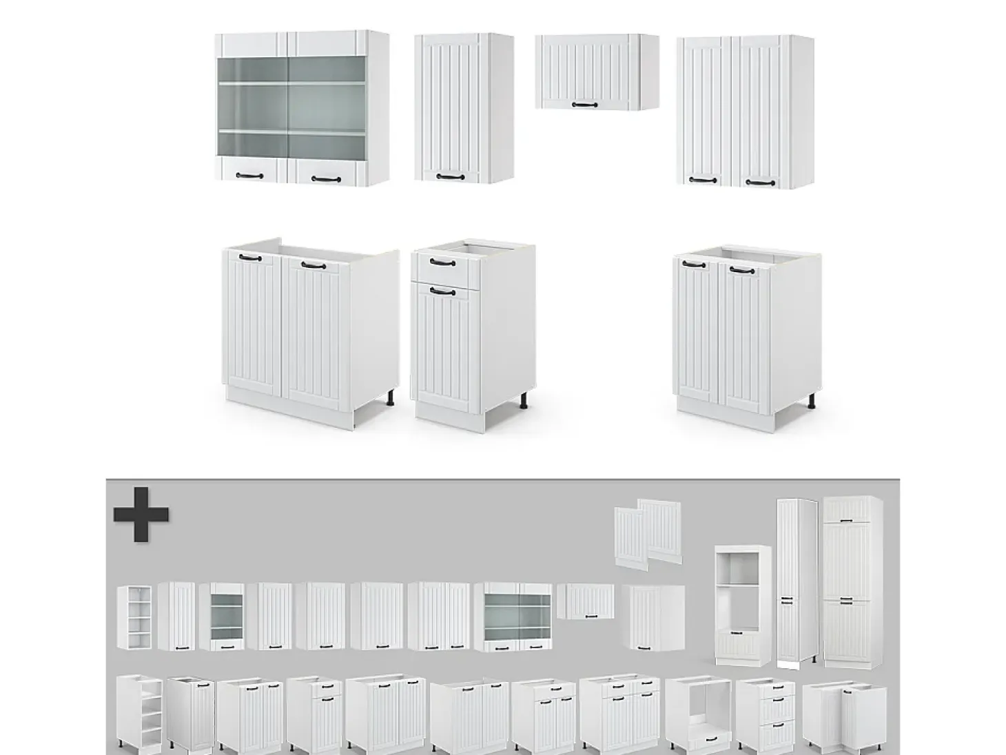Mueble de cocina casa de campo blanca/blanca 240x46x81.6 fame-line