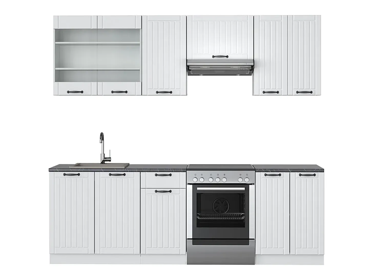 Mueble de cocina casa de campo blanca/blanca 240x46x81.6 fame-line