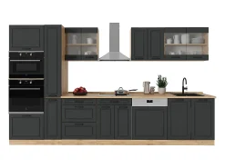 Mueble de cocina casa de campo antracita/roble dorado 350x46x81.6 r-line