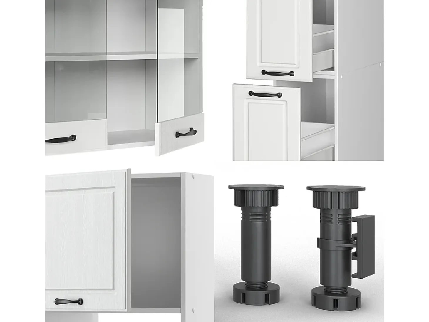 Mueble de cocina casa de campo blanca/blanca 350x60x81.6 r-line