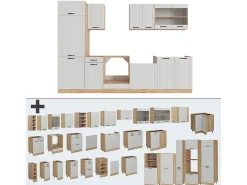 Mueble de cocina casa de campo blanca/roble dorado 300x46x81.6 r-line