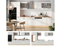 Mueble de cocina casa de campo blanca/roble dorado 350x46x81.6 r-line