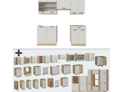 Mueble de cocina casa de campo blanca/roble dorado 200x46x81.6 r-line