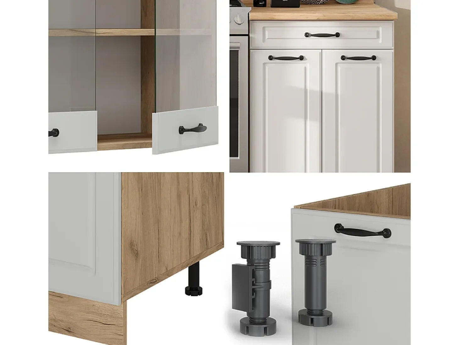 Mueble de cocina casa de campo blanca/roble dorado 200x46x81.6 r-line