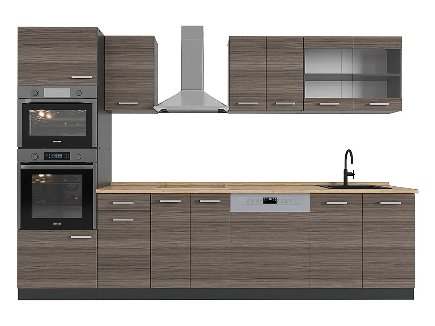 Mueble de cocina gris noble/antracita 300x46x81.6 r-line