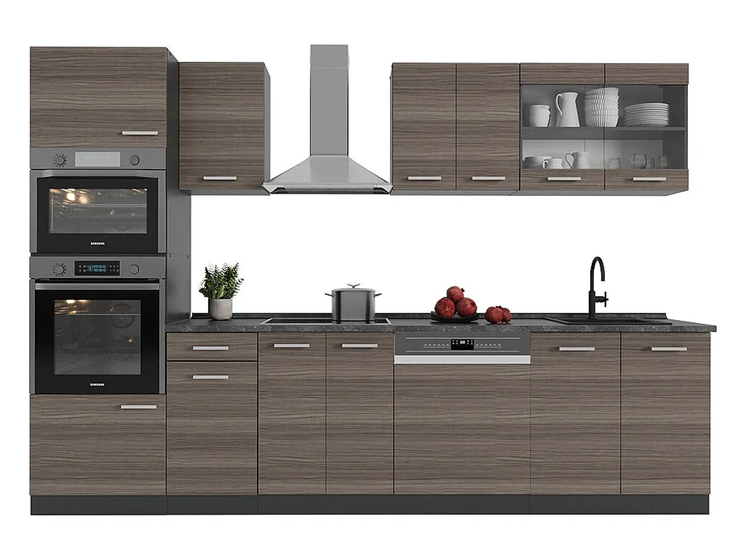 Mueble de cocina gris noble/antracita 300x46x81.6 r-line