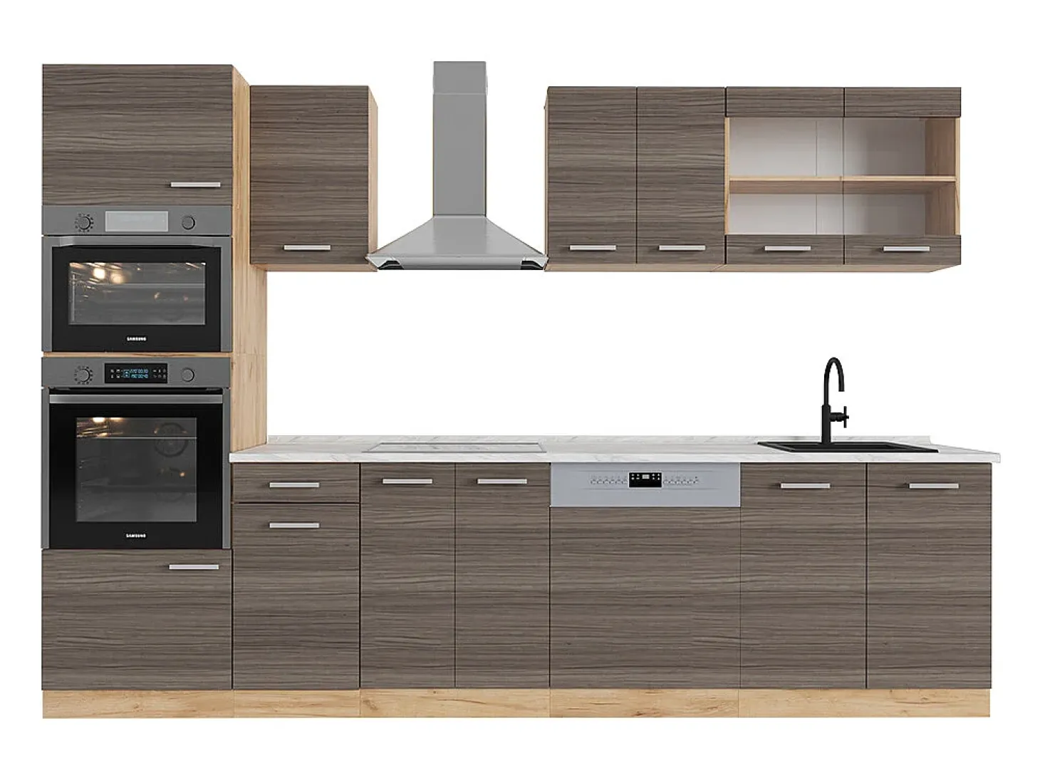 Mueble de cocina gris noble/roble dorado 300x60x81.6 r-line